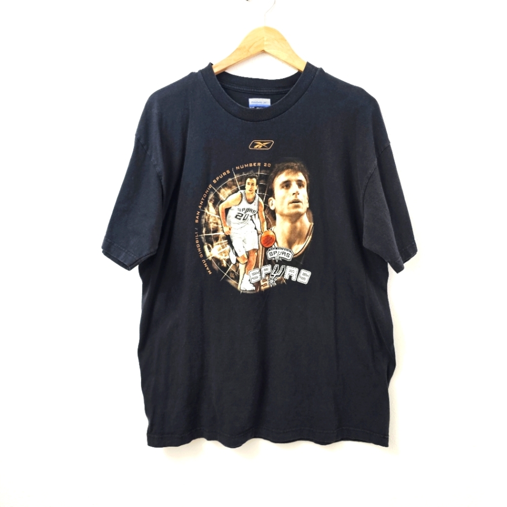 RARE Vintage Reebok Manu Ginobili San Antonio Spurs Tee T-Shirt Large NBA